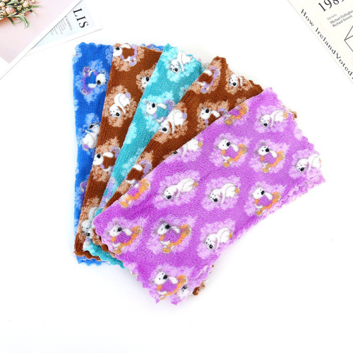Cartoon Bear Square Towel Children‘s Hand-Wiping Face Cloth Baby Wipes Face-Sticking Soft Absorbent Coral Fleece Towel