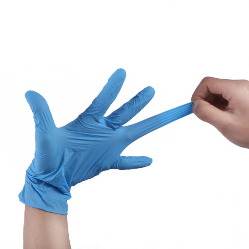 wholesale disposable synthesis nitrile gloves grade a composite nitrile thickened blue and white protective inspection gloves