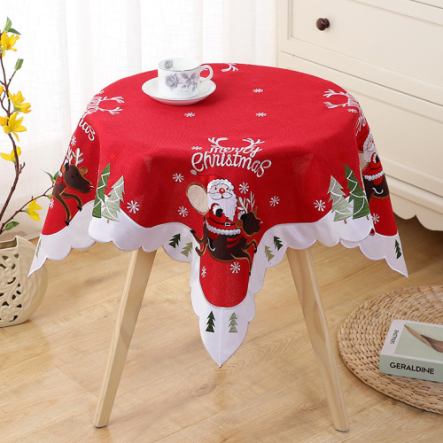 wholesale christmas embroidered round tablecloth nordic round simple red dining table cloth home dining table leisure tablecloth