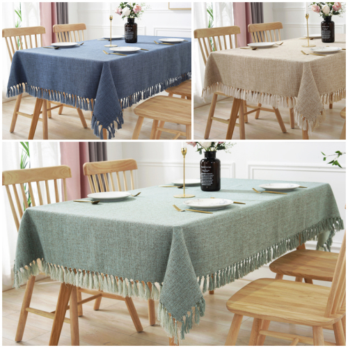 Fashion Simple Thick Solid Color Tablecloth cotton Linen Square Tablecloth round Table Tablecloth Coffee Table Cover Cloth Dark Blue Dark Green Beige