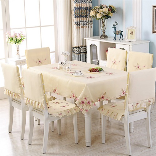 Spot Beige Fabric Home Living Room Embroidered Tablecloth Coffee Table Cloth Thickened Polyester Hotel Tablecloth Chair Cover