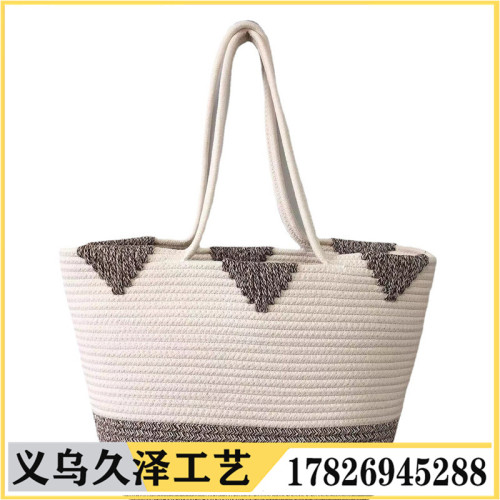 Cotton Braided Fashion Handbag Artistic Travel Bag Trendy New Shoulder Bag Sweet Beach Bag