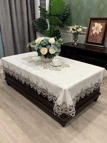 Coffee Table Tablecloth European Lace Modern Simple Rectangular American Fabric High-End Table Cloth 