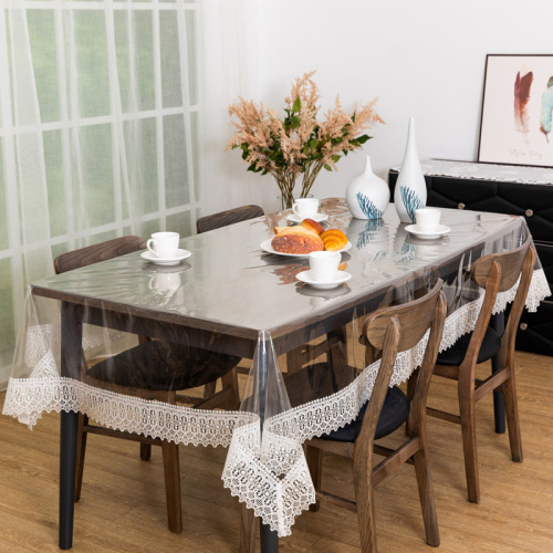 transparent tpu waterproof and oil-proof tablecloth odorless washable dustproof soft glass dining table cushion nordic lace tablecloth