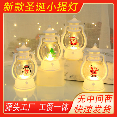 Cross-Border Christmas Storm Lantern LED Electronic Candle Elderly Snowman Baking Decoration Scene Layout Portable Small Oil Lamp