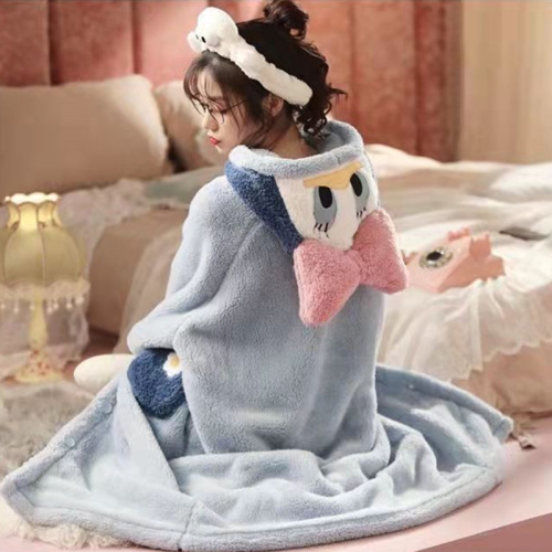 donald duck nightgown long bathrobe autumn and winter women‘s su cotton velvet coral velvet thickened loungewear pajamas suit