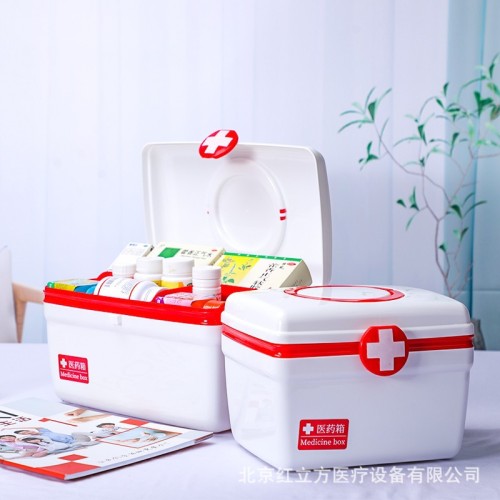 Red Cube First Aid Box Household Medicine Storage Box Outdoor Portable Emergency Emergency Kit Medical Box Enterprise Large Size