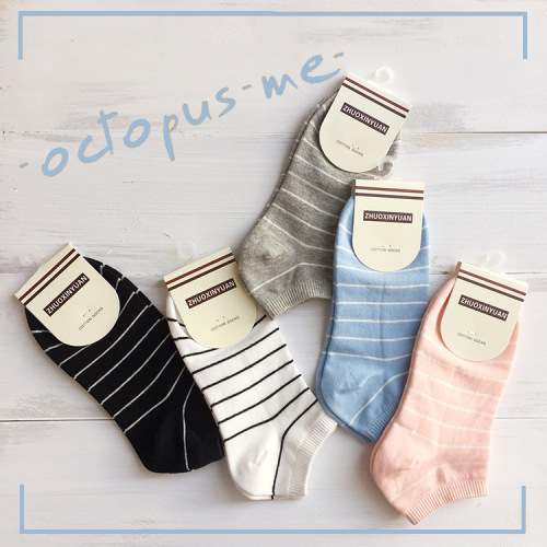 women‘s striped socks four seasons invisible boat socks korean cute low cut socks japanese athletic socks low-cut socks