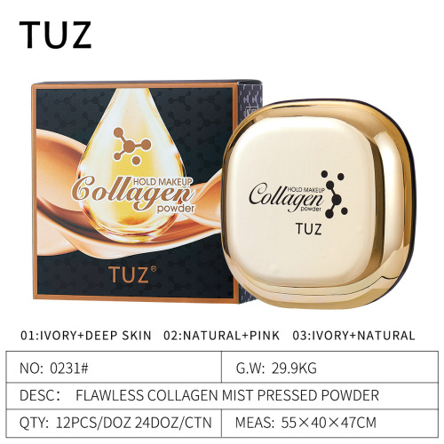 tuz0231 collagen double layer powder cake concealer repair moisturizing lasting makeup foreign trade english version cross-border