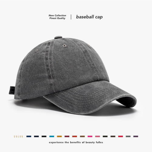 Japanese Spring and Summer Soft Top Washed-out Vintage Peaked Cap Female Curved Brim Versatile Student Casual Men‘s Outdoor Baseball Cap