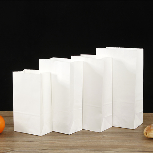Food Square Paper Bag Baking Take out Take Away Snacks Packaging Bag Made of Kraft Paper Coated Kraft Paper Bag Customization