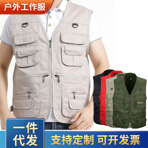 Fishing Vest Outdoor Work Clothes Workwear Foreign Trade Export Waistcoat Mountaineering Photography Polyester Cotton Sanyou Cross-Border Workwear