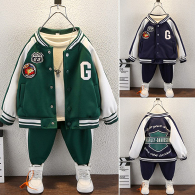 男童棒球服套装春装2022新款儿童男宝宝洋气运动开衫两件套潮童装