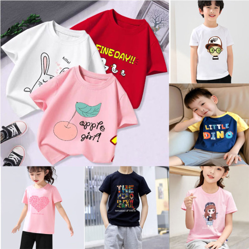 children‘s t-shirt night market stall supply 2024 summer new korean style boys and girls stall kids short sleeve wholesale