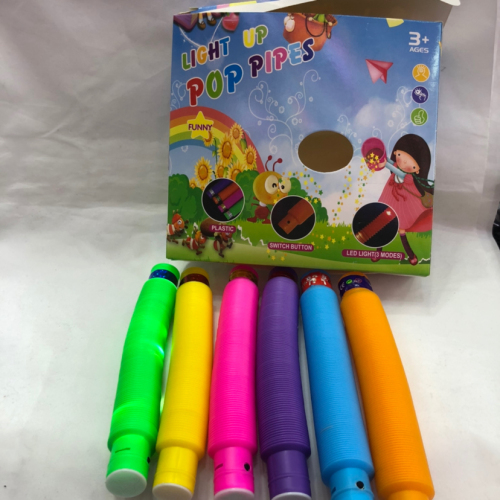 light-emitting decompression tube plastic decompression tube with light telescopic tube decompression tension tube children play toy color box spot