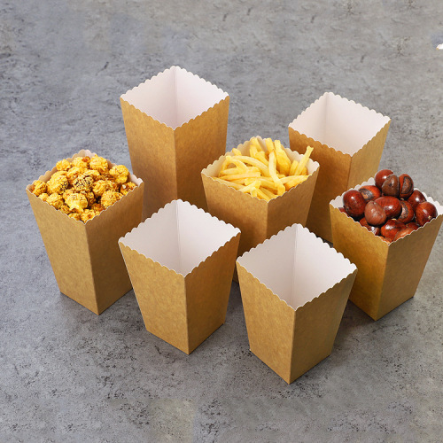 Kraft Paper White Cardboard Popcorn Paper Box Cross-Border Mori Style fresh Party Paper Box Chicken Rice Popcorn Box 