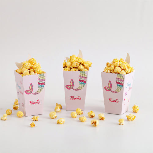 New Ins Style Popcorn Packing Box Creative Mermaid Fries Box Food Grade White Cardboard 12 PCs/Piece