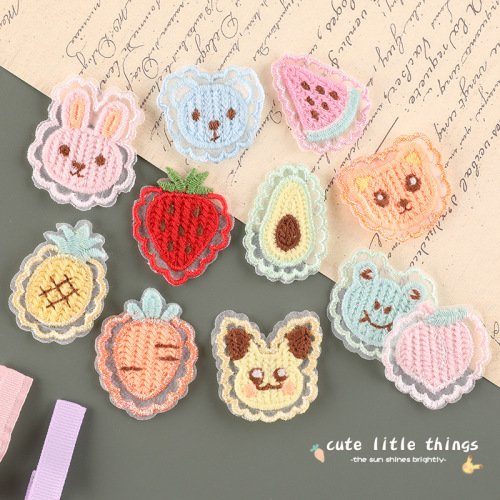 Emboridery Label Cute Cartoon Animal Fruit Lace Embroidery Patch DIY Hand Account Hair Accessories Accessories Patch Cloth Sticker