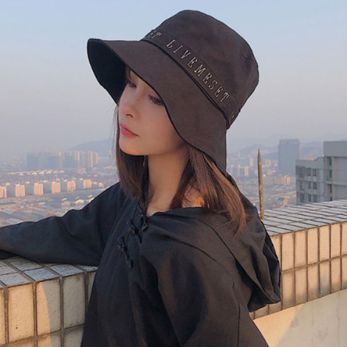 korean style big brim cover face fisherman hat female summer sun protection hat casual versatile embroidered breathable basin hat male tide