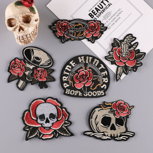 Computer Emboridery Label Clothing Accessories Badge Badge Skull Rose Ghost Head DIY Patch Shoes Cloth Label Cloth Sticker