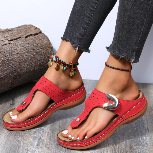foreign trade large size slippers female 2022 spring and summer new european and american fashion wedge flip flops women‘s outdoor beach slippers