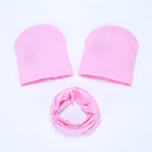 autumn and winter children‘s pullover hat three-piece baby cotton knitted hat babies‘ printed children‘s scarf and hat