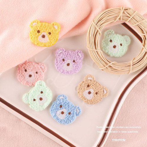 embroidered logo cute bear head embroidery stickers diy hand account accessories patch brooch accessories hair accessories cloth stickers