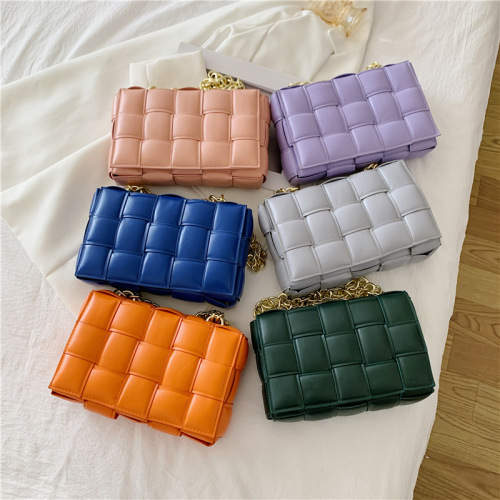 Wholesale Woven Small Square Bag 2021 Summer New Fashion Simple Women‘s Handbag Korean Style Simple Chain Shoulder Bag
