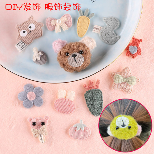 Hair Accessories Decorative Jewelry Cute Plush Bear Cartoon Hairpin Leather Ring Accessories Brooch Handmade DIY Clothing
