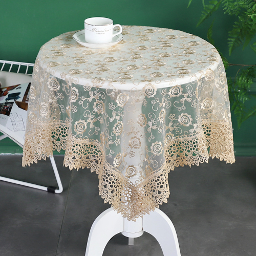Gauze Tablecloth European Style Small round Table Eight-Immortal Table Cover Towel Multi-Purpose Solid Color Modern Simple Lace Embroidery Rectangular Coffee Table Cloth