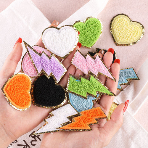 computer embroidery label towel embroidery love lightning patch stickers clothing accessories badge patch embroidery cloth label embroidery cloth stickers