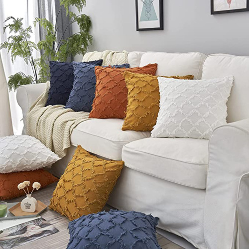 Factory Direct Sales Pillow Wholesale Amazon Home Pillow Cover Double-Sided Cotton Linen Plaid Back Cushion Sofa Waist Pillow