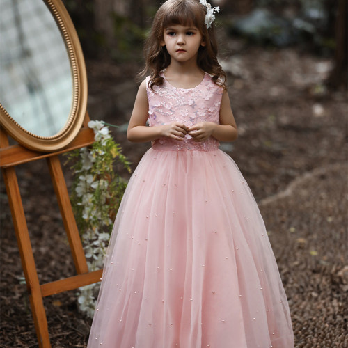 Children‘s Wedding Dress Princess Dress Girls Catwalk Evening Dress Flower Girl Beaded Pettiskirt European and American Clothing Kids Dress