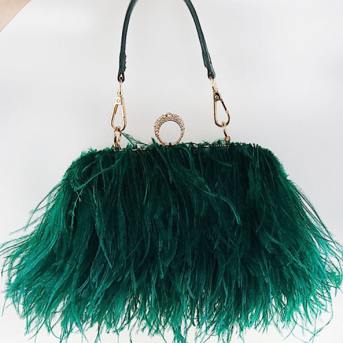 thailand fashion brand women‘s bag imported ostrich hair bag evening bag fashion shoulder chain women‘s bag