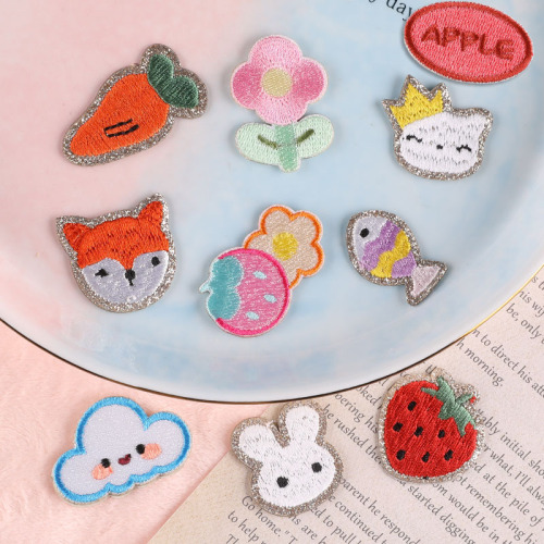 Computer Embroidery Self-Adhesive Cartoon cute Rabbit Fruit Patch Embroidered Clothing Accessories Letter Badge Cloth Stickers 