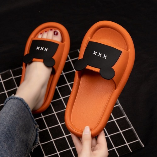 Fashion Summer Cartoon Indoor Slippers Men and Women Thick Bottom Home slippers Indoor and Outdoor Plastic Soft Bottom One-Word Sandals 