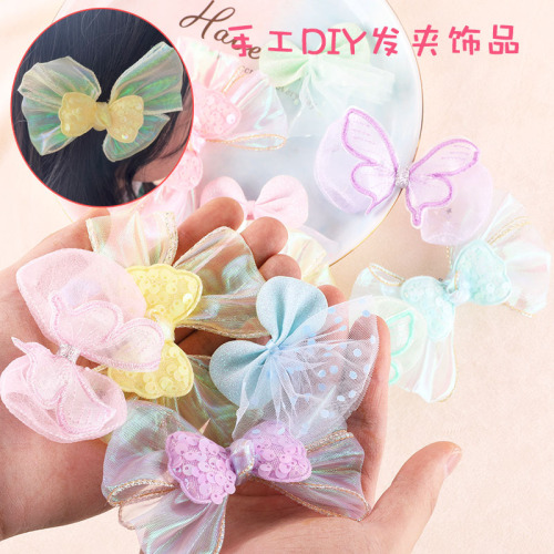 Cute Cartoon Mesh Bow lace Embroidery Stickers DIY Hand Account Accessories Brooch Hairpin Hair Accessories Accessories