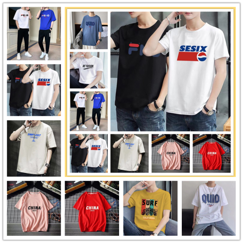 2022 spring and summer new pure cotton trend loose short sleeve t-shirt men‘s short sleeve stall wholesale low price direct sales