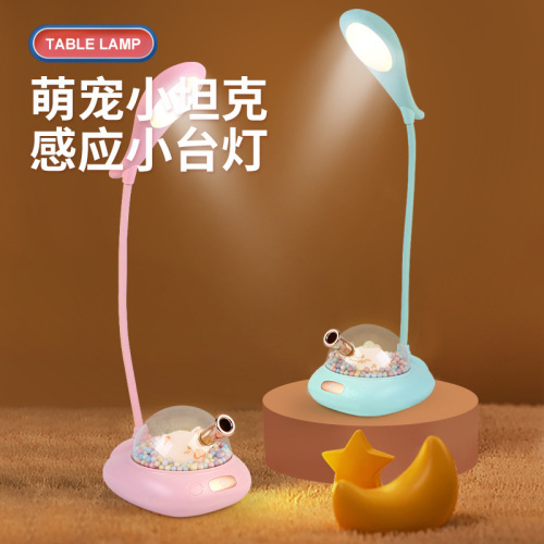 new creative tank led desk lamp headlamp usb charging novel cartoon girl bedside eye protection small table lamp