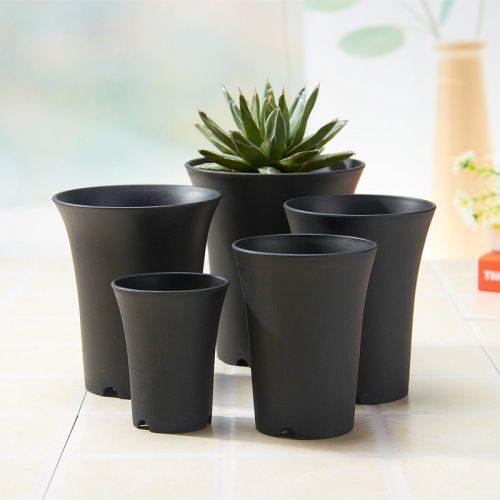 Heightened Thickened Multi-Specification Plastic Flower Pot Vientiane Basin High Waist Basin Black Frosted Succulent Flower Pot Green Plant Pot