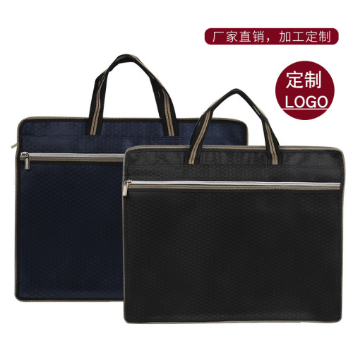 Three-Dimensional Widened Oxford Cloth Document Envelope Large Capacity Conference Briefcase Waterproof Portable Document Bag Customized Printed Logo