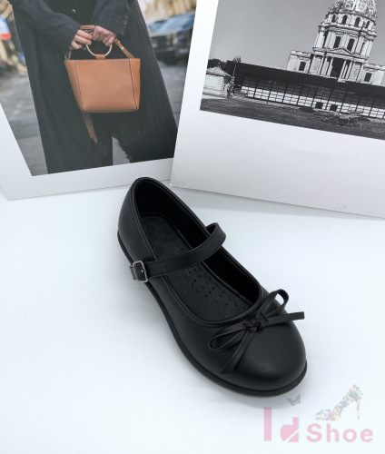 new foreign trade student shoes female guangzhou women‘s shoes spring and summer small black shoes lady bow matte craft shoes buckle