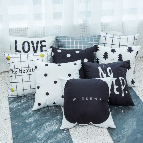 cross-border aliexpress nordic pillowcase plush black and white geometric stripes simple pillowcase sofa cushion cover wholesale