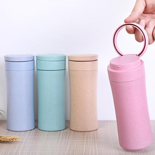 2 generation wheat orange straw environmental protection simple household men and women straight cup with lid wholesale mini accompanying student water cup
