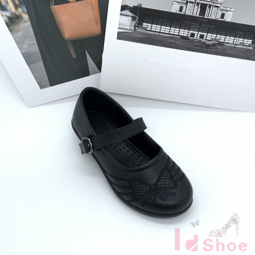 Foreign Trade Student Shoes Spring and Summer Black Shoes Guangzhou Women‘s Shoes Lady Bow Wedge Metal Buckle Girl Student Shoes