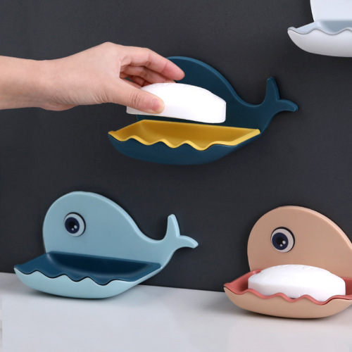 whale shape punch-free soap holder batoom drain soap dish soap holder wall-mounted