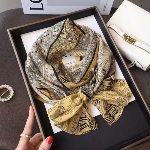 Spring and Summer New Korean Elegant Totem Silk Crepe De Chine Scarf Silk Scarf Women‘s Double-Sided Mulberry Silk Long Scarf