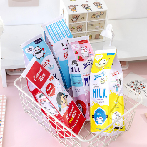 Milk Pencil Case Male and Female Students Large Capacity Pencil Case Cute Creative Snack Pencil Case Customized Pu Stationery Case