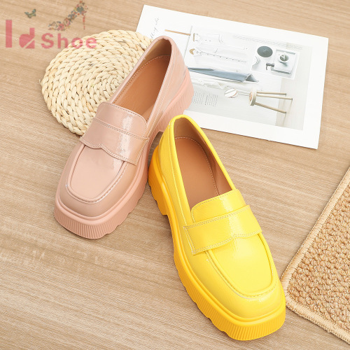 Single-Layer Shoes Women‘s Casual White Shoes Women‘s Cowhide Platform Loafers 2021 Autumn New women‘s Shoes Beige Leather Shoes 