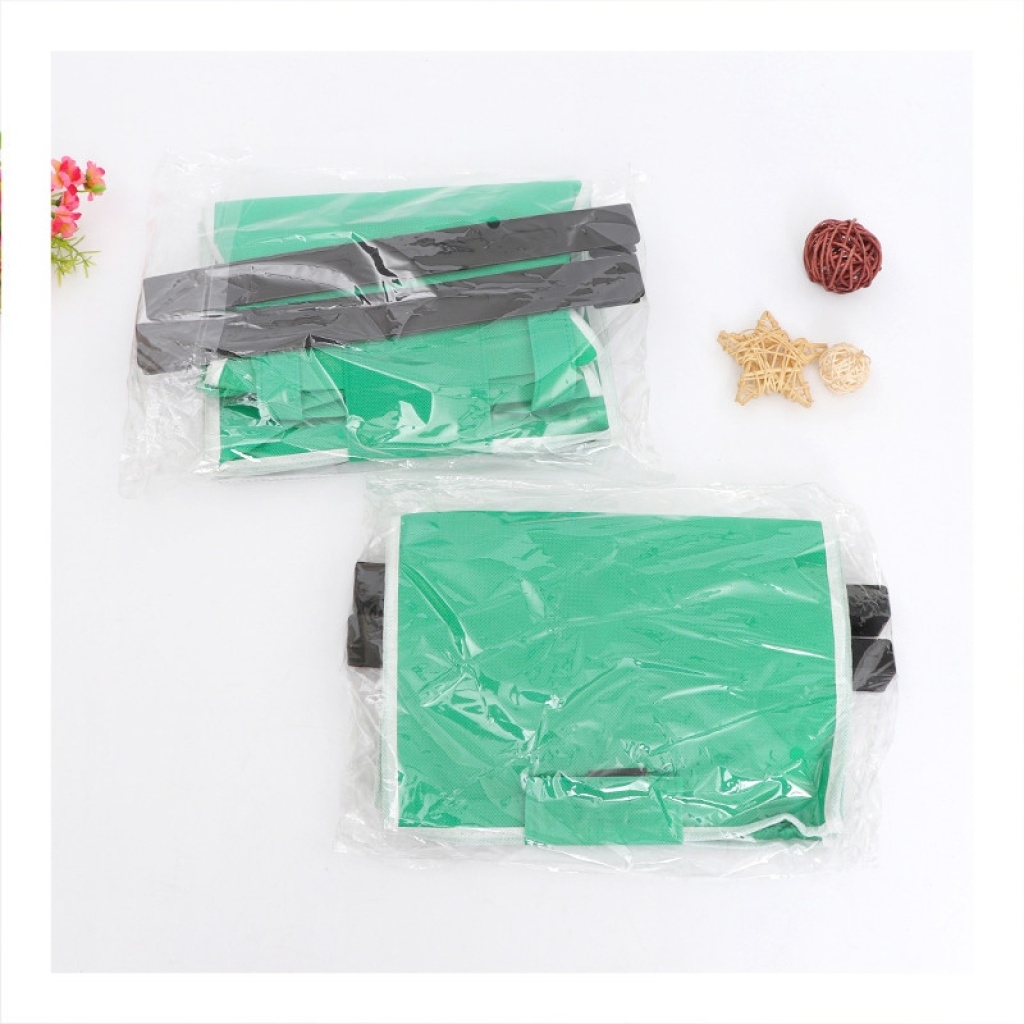 批发加厚绿色超市推车购物袋收纳布袋无纺布手提袋TV产品GRAB BAG详情4